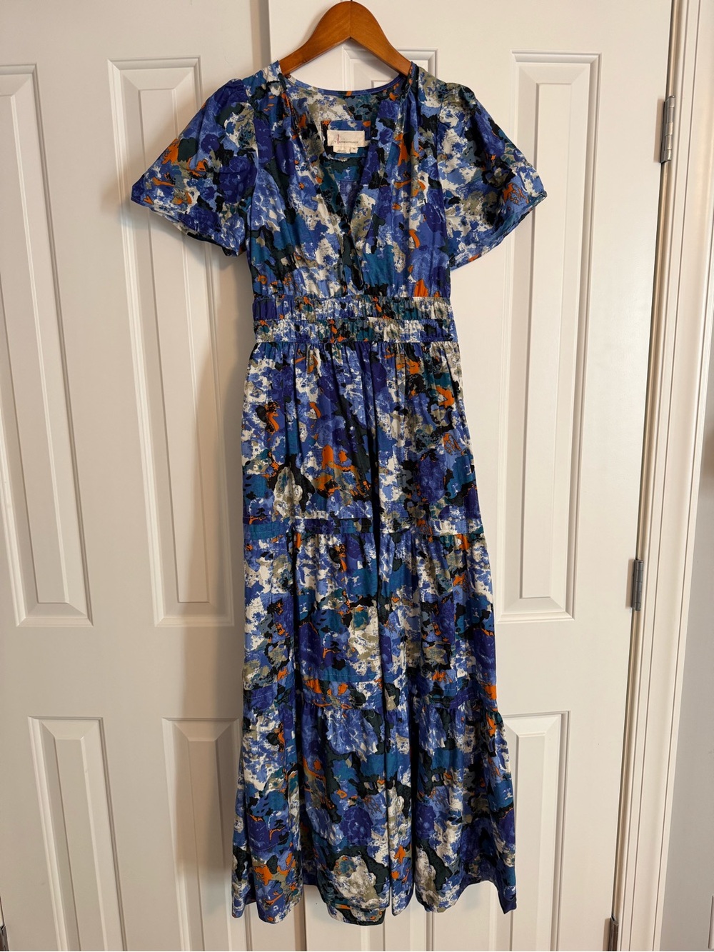 Anthropologie Somerset Maxi Dress Blue Watercolor Size XS - Picture 2 of 13